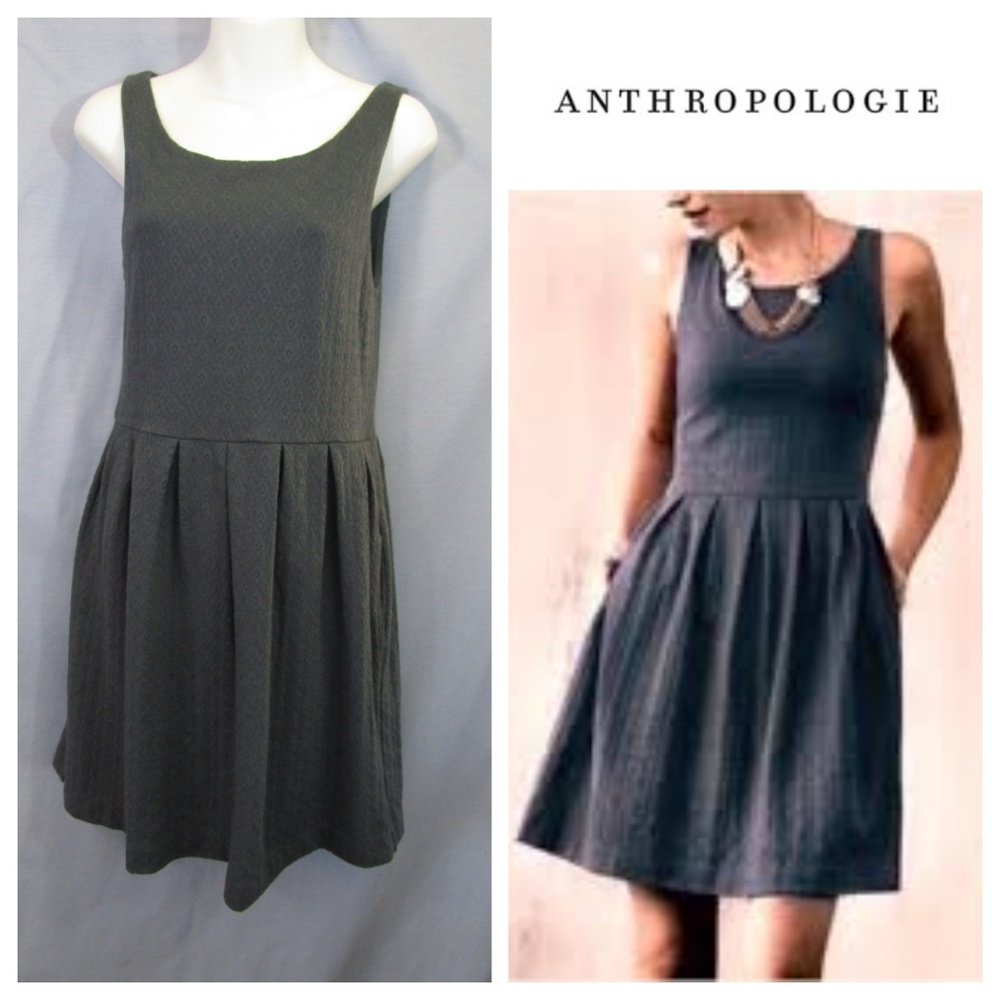 Anthropologie Deletta Gray Textured Skater Dress S